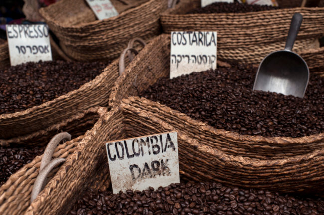 Geröstete Kaffeebohnen aus aller Welt